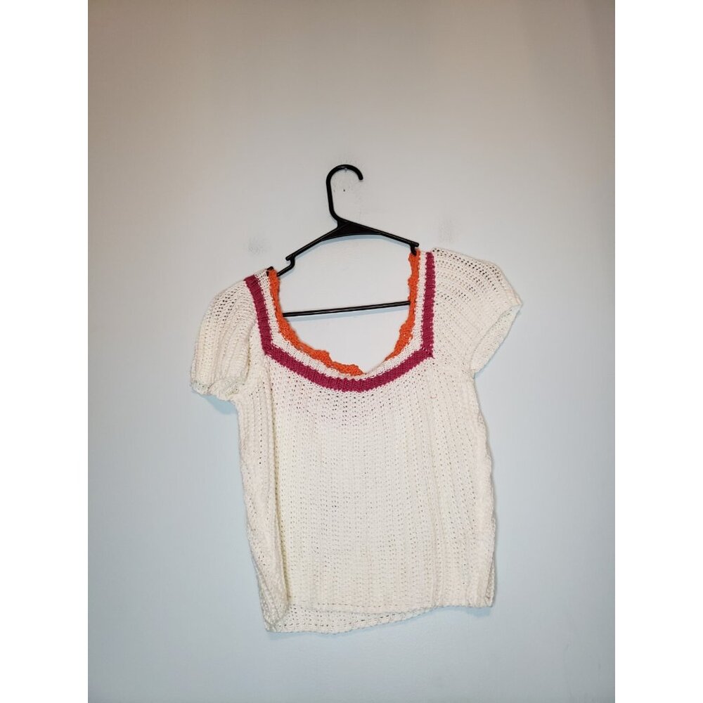 Delia*s Dollskill Womens L Cropped Sweater Crochet Retro Summer Loose Knit - Picture 2 of 7